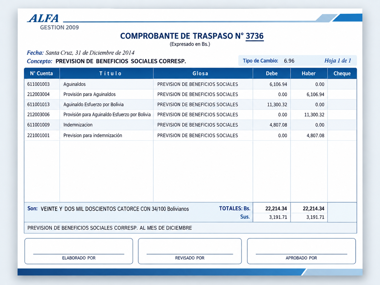 Vista de comprobante administrativo vinculado a procesos de recursos humanos